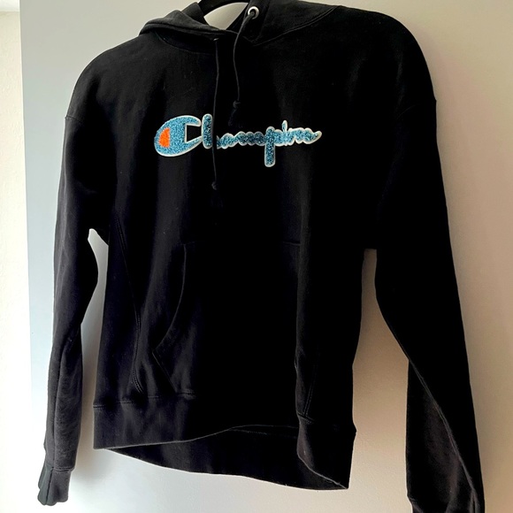 CHAMPION Hoodie Sweatshirt REVERSE WEAVE BIG C Embroidered Logo orange /blue - Picture 1 of 6